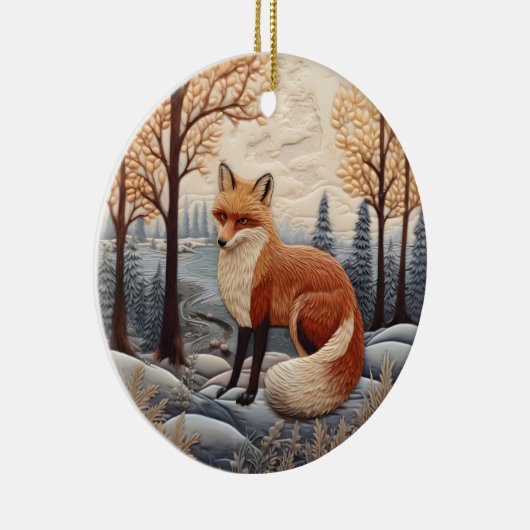 3D Fox Chirstmas Keramik Ornament (Rechts)