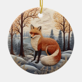 3D Fox Chirstmas Keramik Ornament