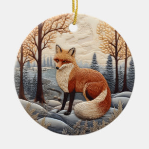 3D Fox Chirstmas Keramik Ornament