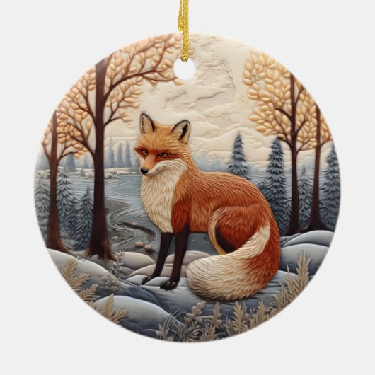3D Fox Chirstmas Keramik Ornament (Hinten)