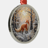 3D Fox im Winter Wunderland Weihnachten Ornament Aus Metall (Rechts)
