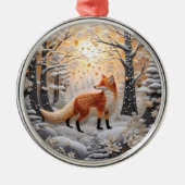 3D Fox im Winter Wunderland Weihnachten Ornament Aus Metall (Vorne)