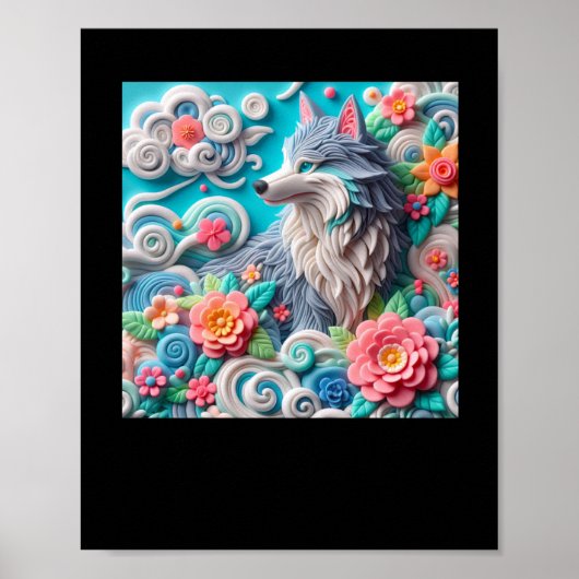 3d Fox Sticker Poster (Vorne)