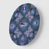 3D Fractal Art Pattern Turquoise Purple Pink Große Wanduhr (Winkel)