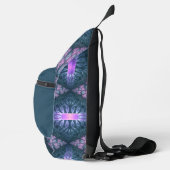 3D Fraktal Art Abstraktes Muster Blau Lila Pink Crossbody Bag (Rechts)