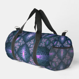 3D Fraktal Art Abstraktes Muster Blau Lila Pink Duffle Bag
