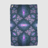 3D Fraktal Art Abstraktes Muster Blau Lila Pink Golfhandtuch (Vorderseite)