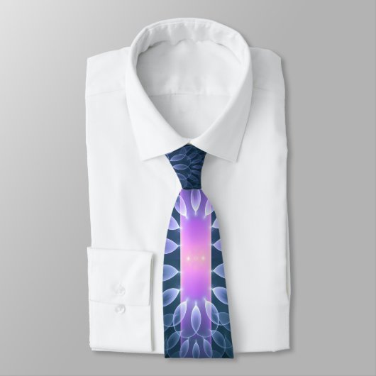 3D Fraktal Art Abstraktes Muster Blau Lila Pink Krawatte (Gebunden)