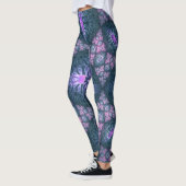 3D Fraktal Art Abstraktes Muster Blau Lila Pink Leggings (Links)