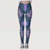 3D Fraktal Art Abstraktes Muster Blau Lila Pink Leggings (Vorderseite)