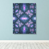 3D Fraktal Art Abstraktes Muster Blau Lila Pink Leinwanddruck (Insitu (Holzboden))