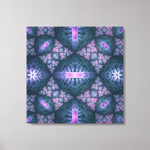 3D Fraktal Art Abstraktes Muster Blau Lila Pink Leinwanddruck