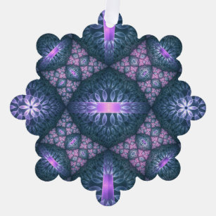 3D Fraktal Art Abstraktes Muster Blau Lila Pink Ornament Karte
