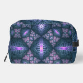3D Fraktal Art Abstraktes Muster Blau Lila Pink Waschbeutel (Rückseite)