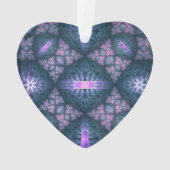 3D Fraktal Art Muster Türkis Lila rosa Herz Ornament (Rückseite)