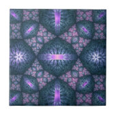 3D Fraktal Art Muster Türkisch Lila rosa Fliese (Vorderseite)