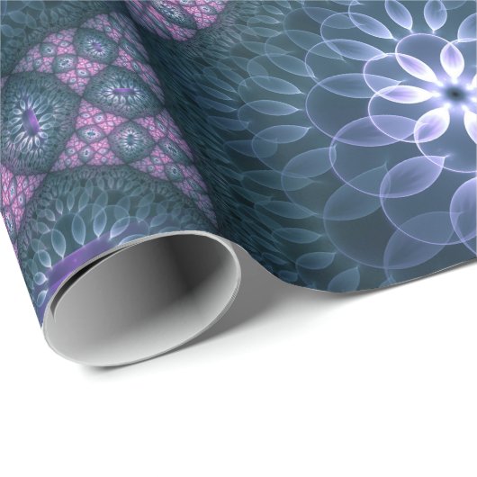 3D Fraktal Art Muster Türkisch Lila rosa Geschenkpapier (Rolleneckpunkt)