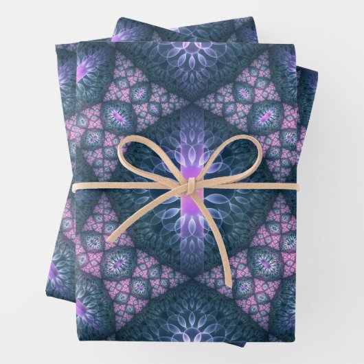 3D Fraktal Art Muster Türkisch Lila rosa Geschenkpapier Set (Beispiel)
