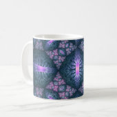 3D Fraktal Art Muster Türkisch Lila rosa Kaffeetasse (Vorderseite Links)