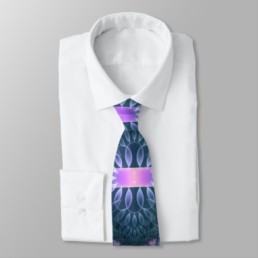 3D Fraktal Art Muster Türkisch Lila rosa Krawatte (Gebunden)