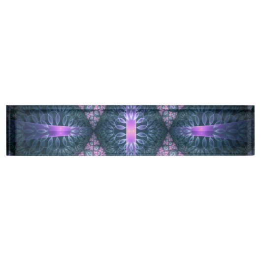 3D Fraktal Art Muster Türkisch Lila rosa Namensplakette (Vorderseite)