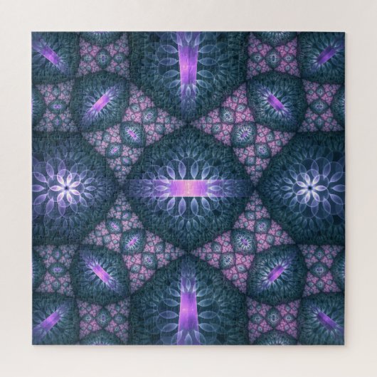 3D Fraktal Art Muster Türkisch Lila rosa Puzzle (Vertikal)