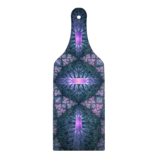 3D Fraktal Art Muster Türkisch Lila rosa Schneidebrett (Vorderseite)