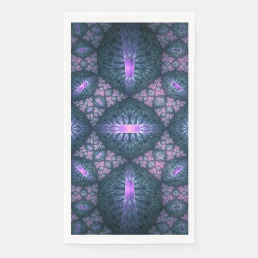 3D Fraktal Art Muster Türkisch Lila rosa Serviette (Vorderseite)