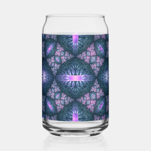 3D-Fraktal-Kunst abstraktes Muster Blau Lila Rosa Dosenglas