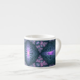 3D-Fraktal-Kunstmuster Türkis Lila Rosa Espressotasse