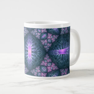 3D-Fraktal-Kunstmuster Türkis Lila Rosa Jumbo-Tasse