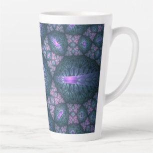 3D-Fraktal-Kunstmuster Türkis Lila Rosa Milchtasse