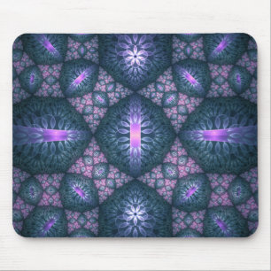3D-Fraktal-Kunstmuster Türkis Lila Rosa Mousepad