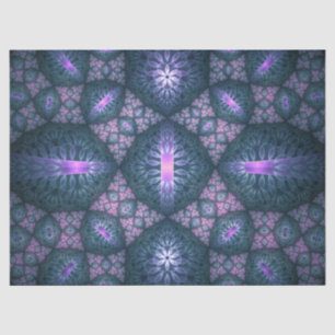 3D-Fraktal-Kunstmuster Türkis Lila Rosa Seidenpapier
