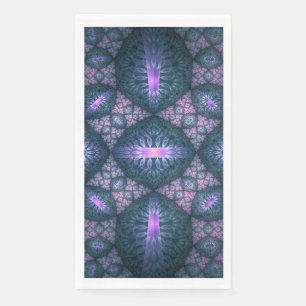 3D-Fraktal-Kunstmuster Türkis Lila Rosa Serviette