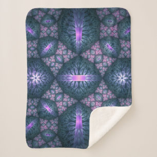 3D-Fraktal-Kunstmuster Türkis Lila Rosa Sherpadecke