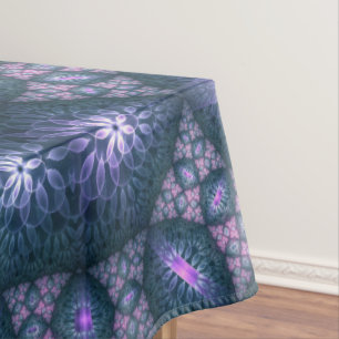 3D-Fraktal-Kunstmuster Türkis Lila Rosa Tischdecke