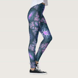 3D-Fraktalkunst abstraktes Muster Blau Lila Rosa Leggings