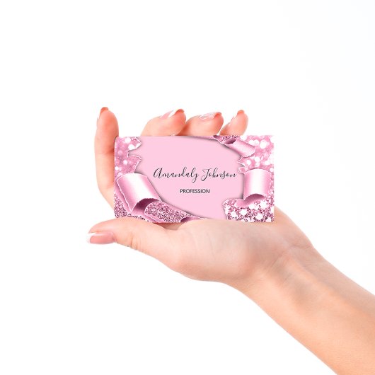3D-Frame-Glitzer Makeup-Eventplaner Rosa Pastell Visitenkarte