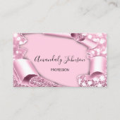 3D-Frame-Glitzer Makeup-Eventplaner Rosa Pastell Visitenkarte (Vorderseite)