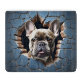 3D French Bulldog Cracking Hole Blue Wall Schneidebrett (Vorderseite)