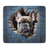 3D French Bulldog Cracking Hole Blue Wall Schneidebrett (Vorderseite)