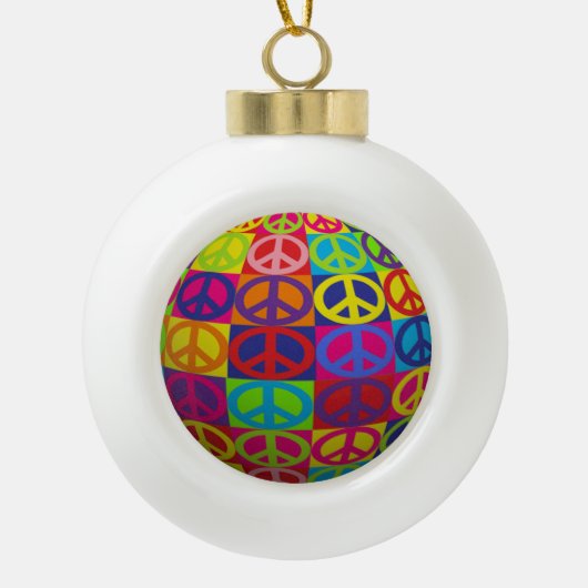 3D-Friedensplätze Keramik Kugel-Ornament (Vorderseite)