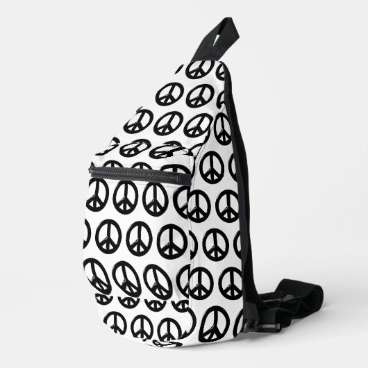 3D-Friedenssymbol Schwarz Crossbody Bag (Rechte Ecke)