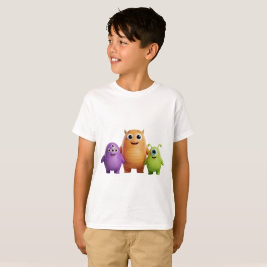 3D Friendly Monster Trio T-Shirt (Vorne ganz)