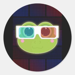 3D Frosch Runder Aufkleber