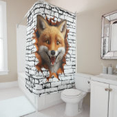 3D Fuchs Wandbruch Kunst – Realistischer Safari Duschvorhang (Beispiel)