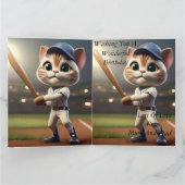 3D Funny Baseball Cat, Big Birthday Card Karte (Innenseite)