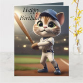 3D Funny Baseball Cat, Big Birthday Card Karte (Gelbe Blume)