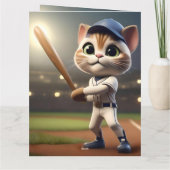 3D Funny Baseball Cat, Big Birthday Card Karte (Rückseite)